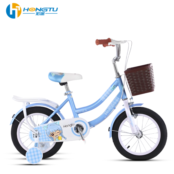 HONG TU Children's bicycle with adjustable seat suitable for girls aged 3-5 with a basket and training wheels 14-GSW953 - Image 2