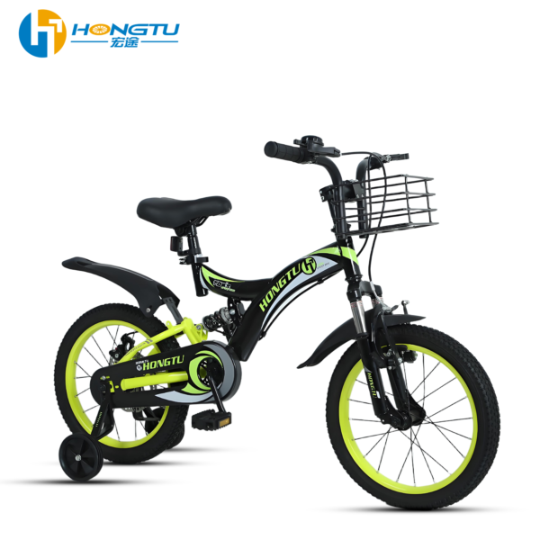 HongTu Children's Bicycle with Mudguards Colorful Adjustable Seat Pedal Bike for Boys and Girls Aged 3-5 Years with Training 16-BHY907