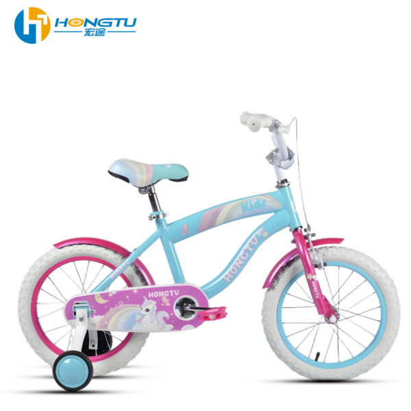 HongTu Wholesale Children's Bicycle Girls' Colorful Adjustable Seat Bicycle 3-7 Years Old Children's Bicycle with Training Wheels 16-GSH406 - Image 2