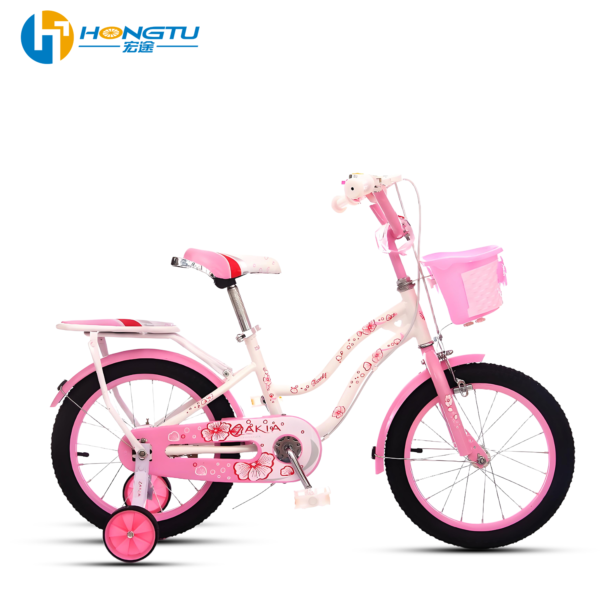 HongTu Girl's Bicycle with Mudguards Adjustable Seat and Training Wheels for Ages 3-6 16-GTH101 - Image 2