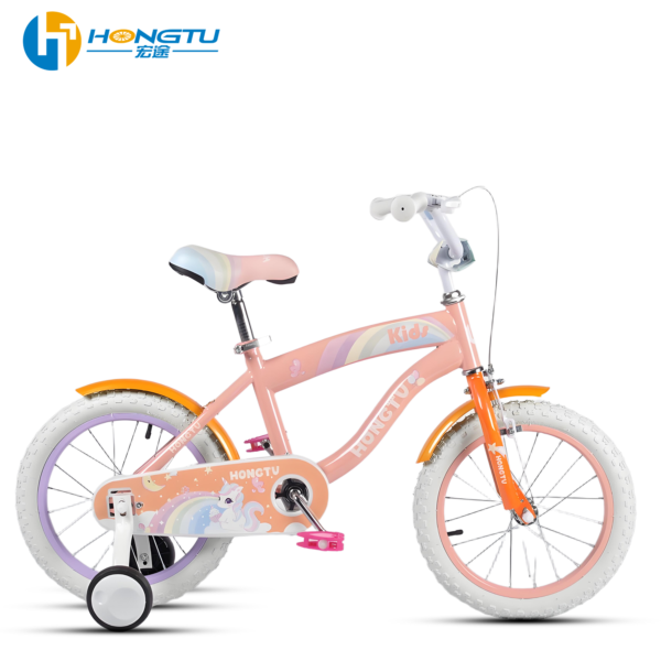 HongTu Wholesale Children's Bicycle Girls' Colorful Adjustable Seat Bicycle 3-7 Years Old Children's Bicycle with Training Wheels 16-GSH406 - Image 3