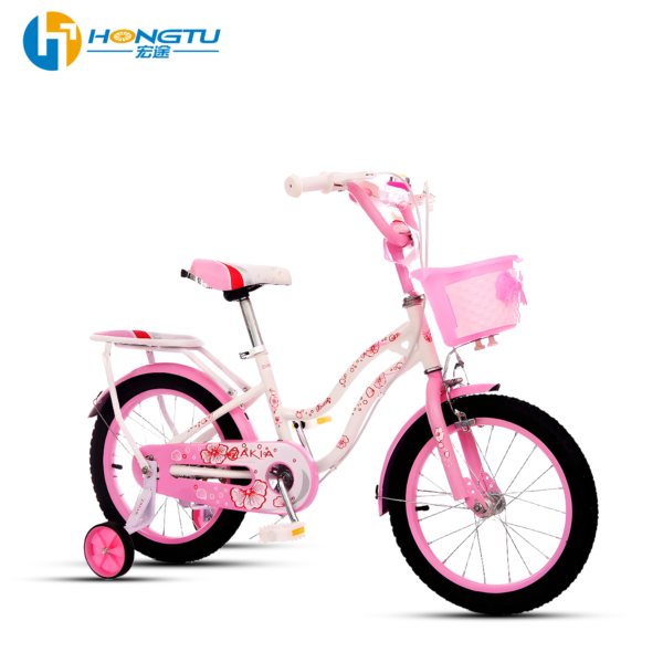 HongTu Girl's Bicycle with Mudguards Adjustable Seat and Training Wheels for Ages 3-6 16-GTH101