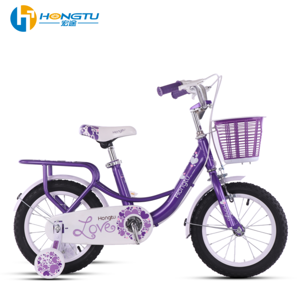 Hongtu Wholesale Children's Bicycles with Adjustable Seats, suitable for 3-5 years old girls, comes with a basket and training wheels 14-GDK955 - Image 4