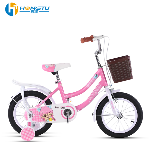 HONG TU Children's bicycle with adjustable seat suitable for girls aged 3-5 with a basket and training wheels 14-GSW953 - Image 4