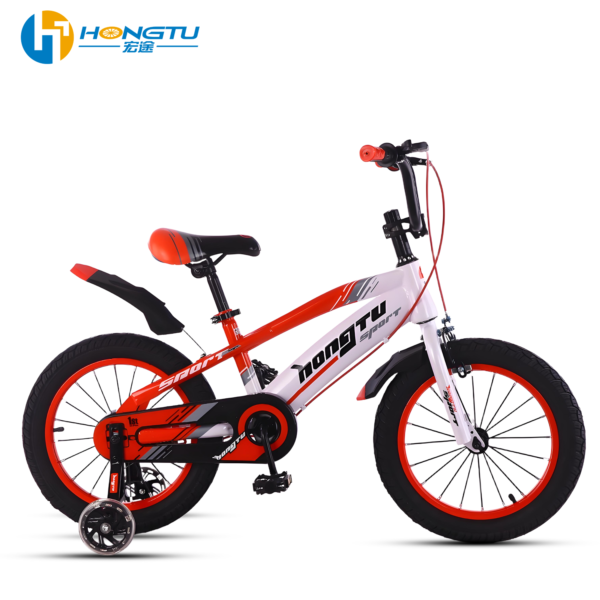 Hongtu Children's Bicycle Colorful Adjustable Seat Pedal Bike for Boys Aged 3-6 Years with Training Wheels and Mud 16-BDK901 - Image 4