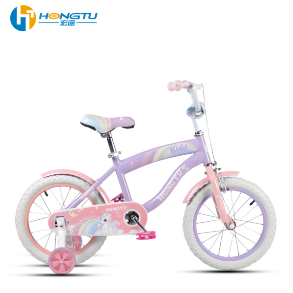 HongTu Wholesale Children's Bicycle Girls' Colorful Adjustable Seat Bicycle 3-7 Years Old Children's Bicycle with Training Wheels 16-GSH406 - Image 4