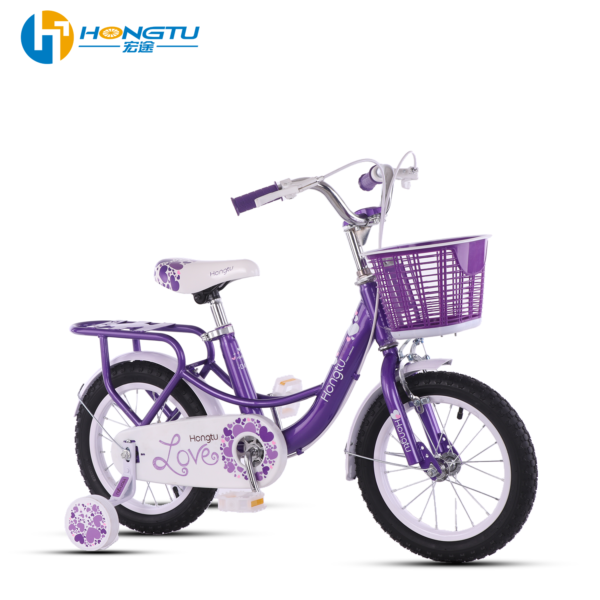 Hongtu Wholesale Children's Bicycles with Adjustable Seats, suitable for 3-5 years old girls, comes with a basket and training wheels 14-GDK955 - Image 5