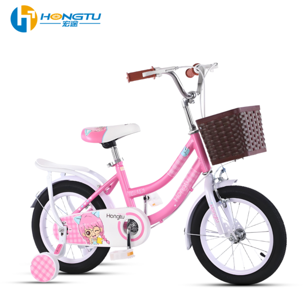 HONG TU Children's bicycle with adjustable seat suitable for girls aged 3-5 with a basket and training wheels 14-GSW953 - Image 5