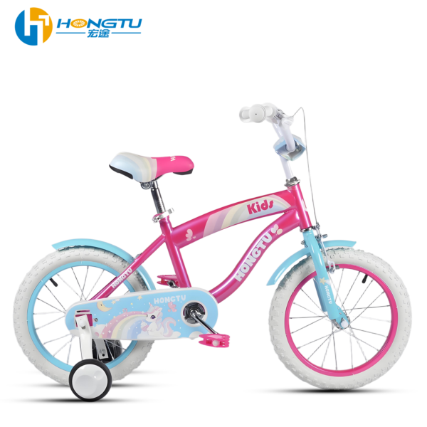 HongTu Wholesale Children's Bicycle Girls' Colorful Adjustable Seat Bicycle 3-7 Years Old Children's Bicycle with Training Wheels 16-GSH406