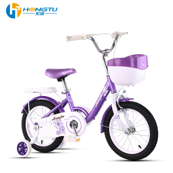 Hongtu Wholesale Children's Bicycles with Adjustable Seats, suitable for 3-5 years old girls, comes with a basket and training wheels 16-GST957 - Image 3