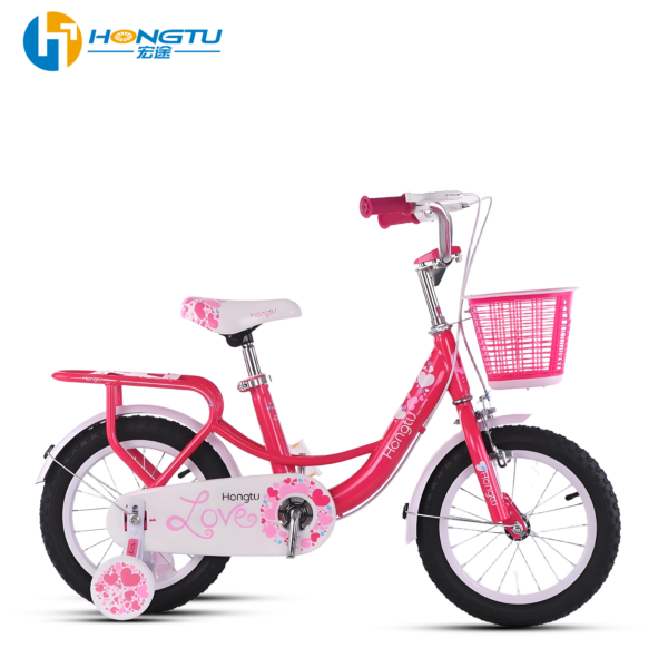 Hongtu Wholesale Children's Bicycles with Adjustable Seats, suitable for 3-5 years old girls, comes with a basket and training wheels 14-GDK955 - Image 6