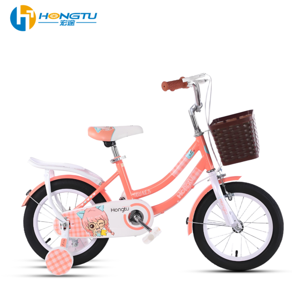 HONG TU Children's bicycle with adjustable seat suitable for girls aged 3-5 with a basket and training wheels 14-GSW953 - Image 6