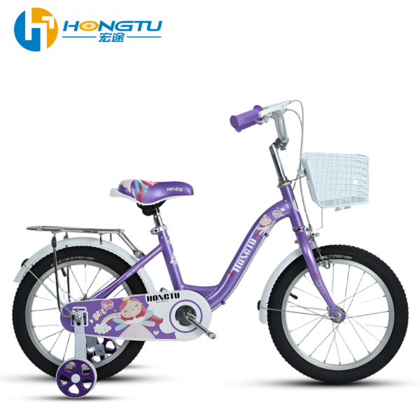 HongTu Children's Bicycle with Mudguards and Rear Seat Colorful Adjustable Seat Bicycle with Training Wheels for Girls Aged 3-8 16-GSG151 - Image 7