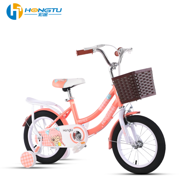 HONG TU Children's bicycle with adjustable seat suitable for girls aged 3-5 with a basket and training wheels 14-GSW953 - Image 7