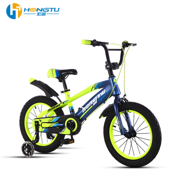 Hongtu Children's Bicycle Colorful Adjustable Seat Pedal Bike for Boys Aged 3-6 Years with Training Wheels and Mud 16-BDK901