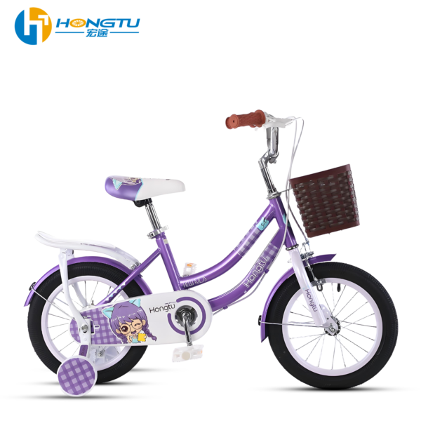 HONG TU Children's bicycle with adjustable seat suitable for girls aged 3-5 with a basket and training wheels 14-GSW953 - Image 8