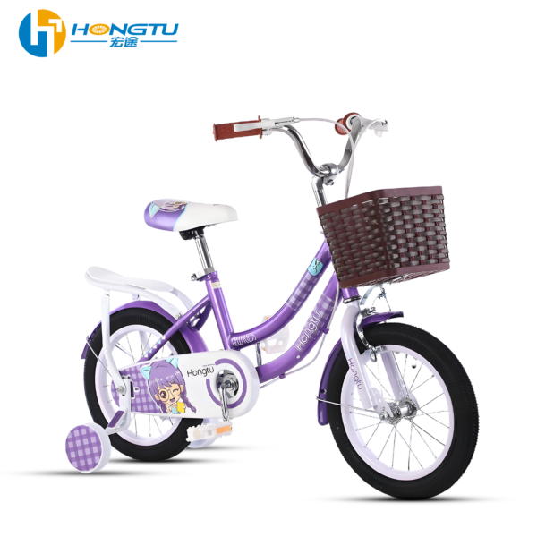 HONG TU Children's bicycle with adjustable seat suitable for girls aged 3-5 with a basket and training wheels 14-GSW953 - Image 9