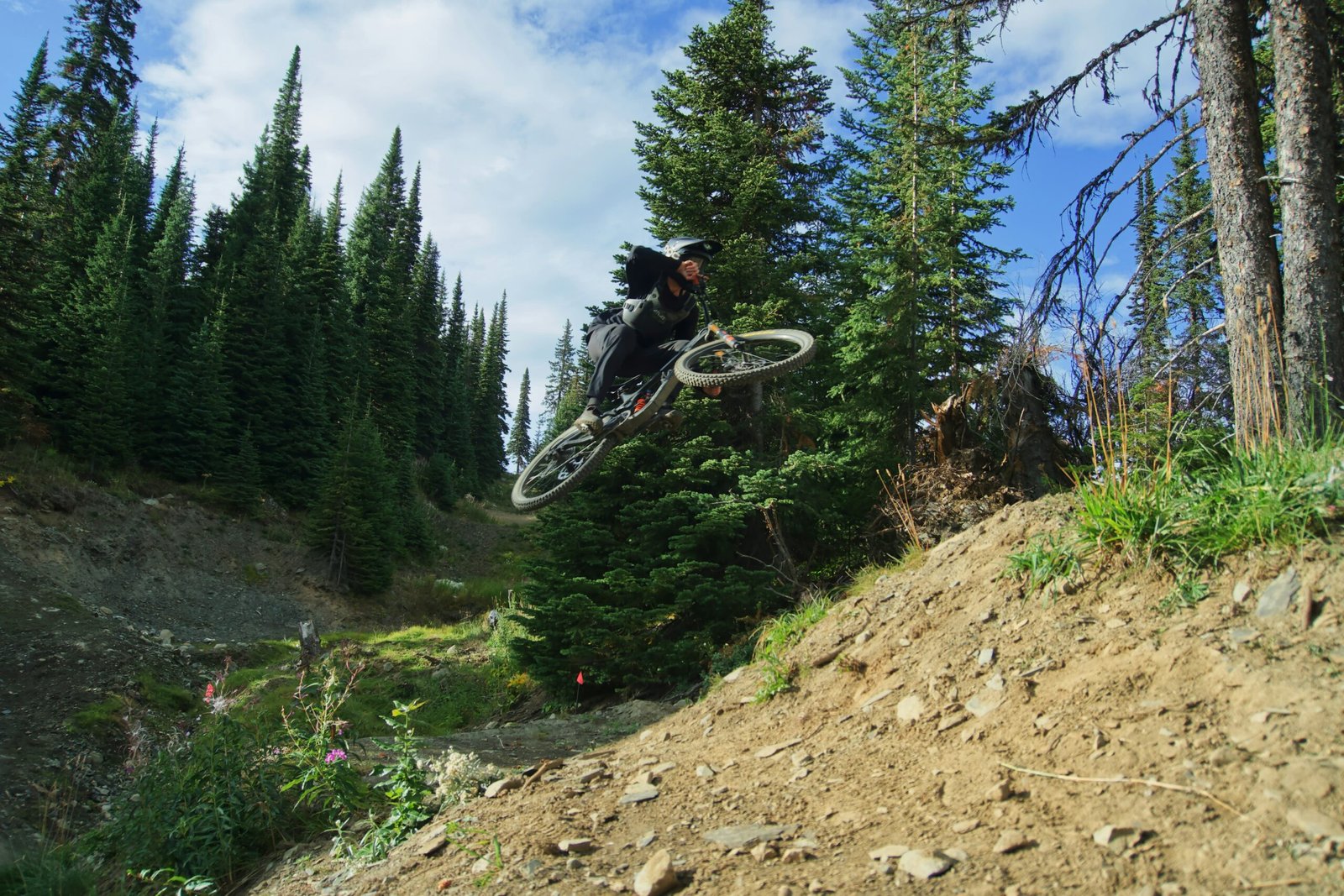 a person jumping a bike in the air