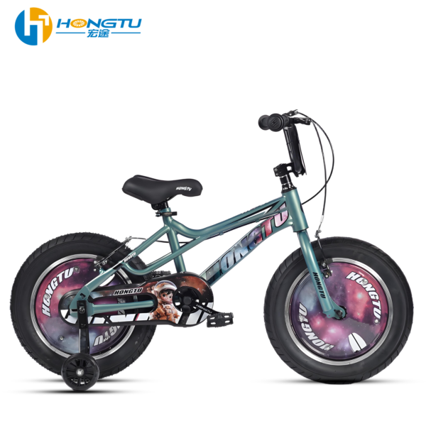 Children's bicycle with colorful adjustable seat tricycle for ages 3-8 with auxiliary wheels 16-BSH402 - Image 2