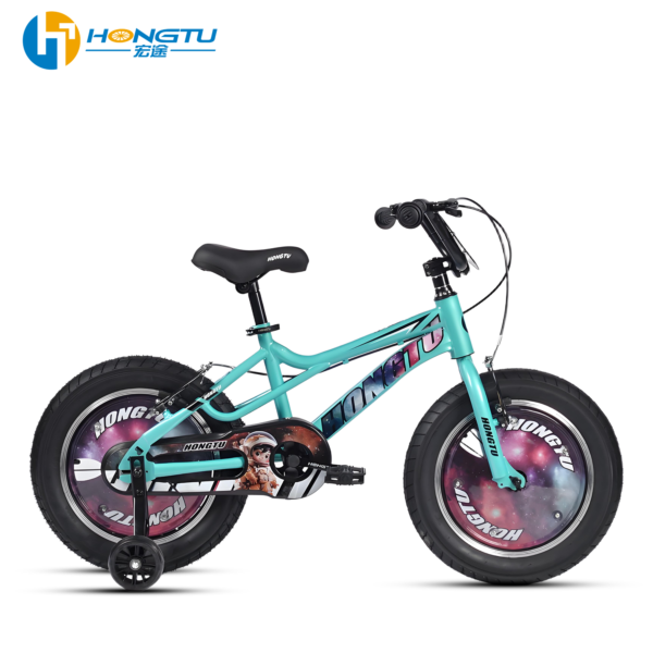 Children's bicycle with colorful adjustable seat tricycle for ages 3-8 with auxiliary wheels 16-BSH402