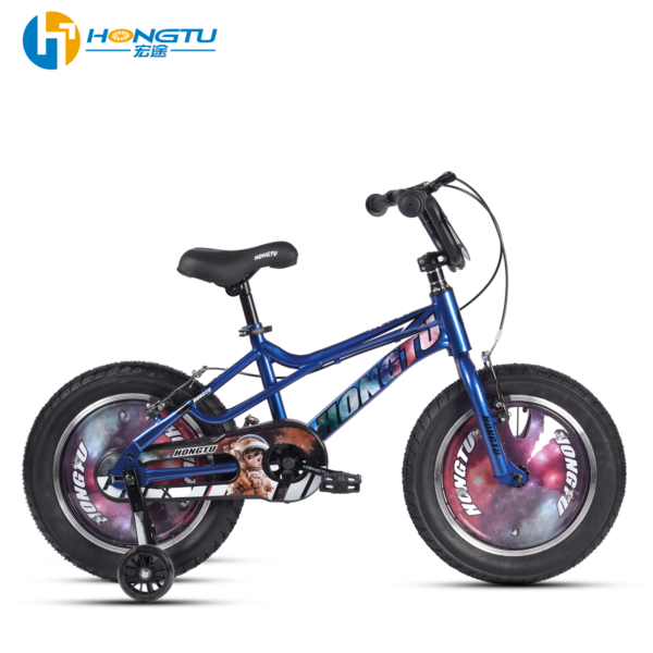 Children's bicycle with colorful adjustable seat tricycle for ages 3-8 with auxiliary wheels 16-BSH402 - Image 4