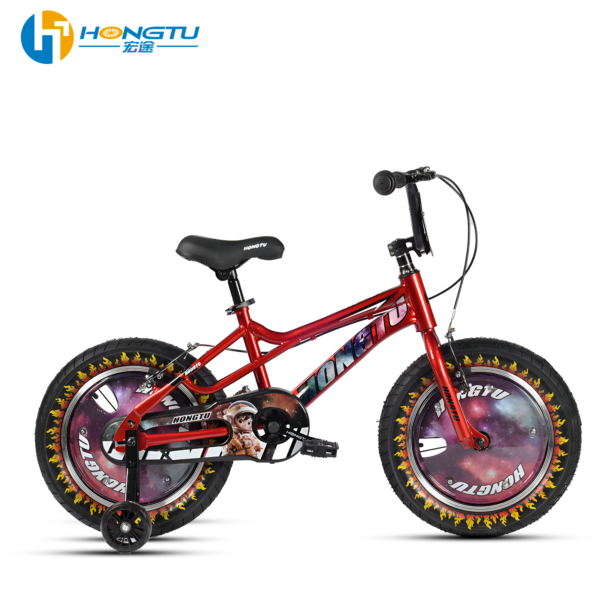 Children's bicycle with colorful adjustable seat tricycle for ages 3-8 with auxiliary wheels 16-BSH402 - Image 5